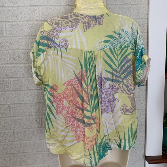 Maude Vivante Noelle Button Up Womens L Collared Camp Shirt Short Sleeve Print - Picture 5 of 13
